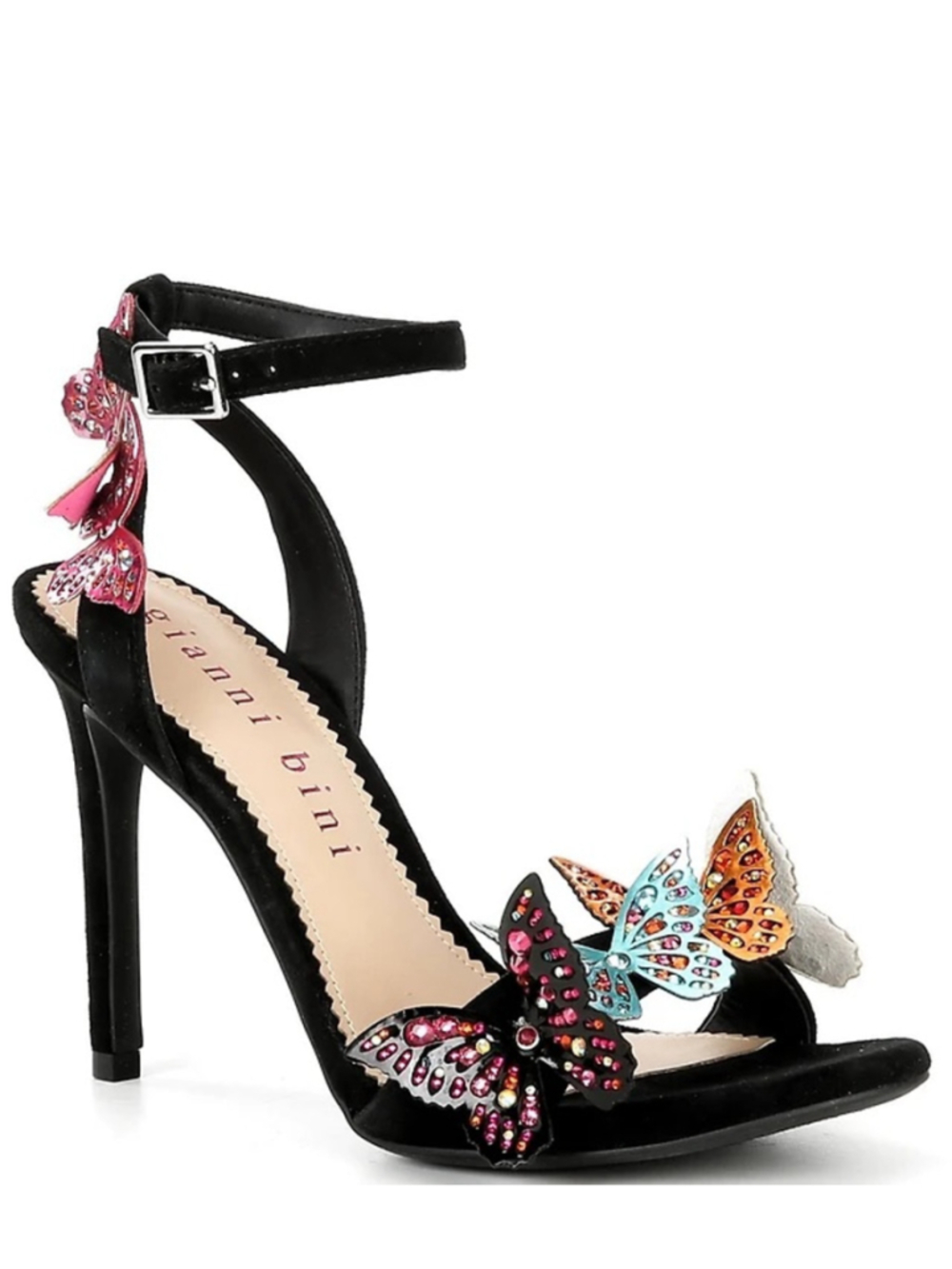 Gianni Bini Black Butterfly Embellished Heels Size 8 NWOT